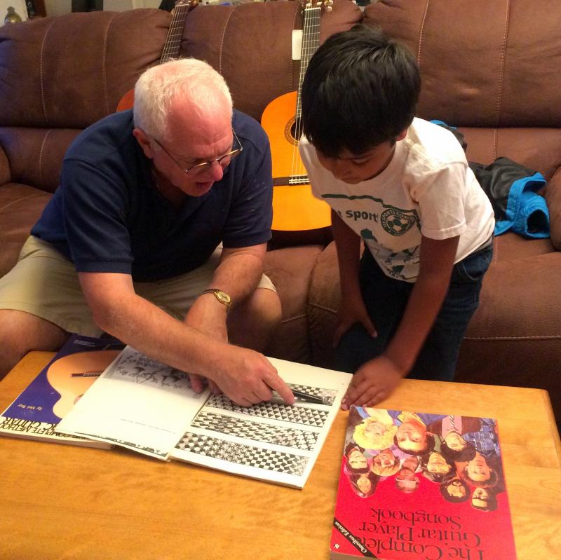 First grade student and I examining M.C. Escher